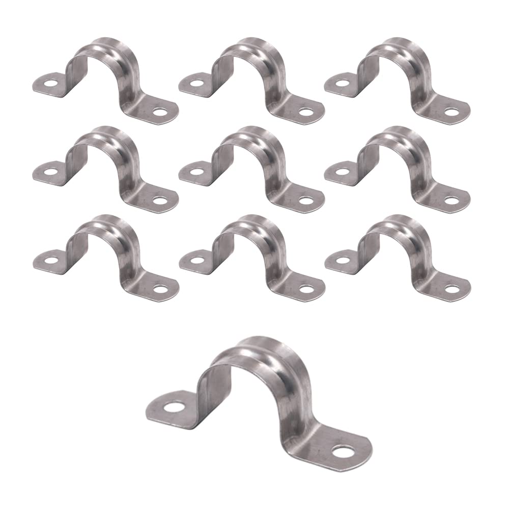 65mm Pipe Strap Clamps, 10 Pcs 304 Stainless Steel Pipe Holder Brackets, Saddle U Shaped Tube Clips for Ducting Plumber Water Pipe