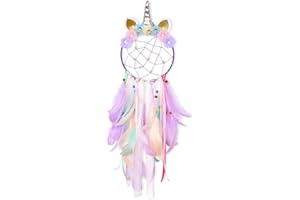 Beinou Unicorn Dream Catcher Colorful Feather Dream Catchers Handmade Flowers Dream Catchers DIY Dream Catcher for Girls Kids