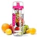 OMORC 32 OZ Sport Fruit Infuser Water Bottle, Flip Top Lid & Dual Anti-slip Grips, BPA Free Infuser Water Bottle, Free Recipes and A Cleaning Brush Gifts, Ideal for Your Office and Home(Bright Pink)