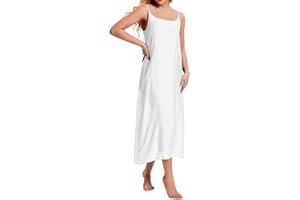 Women Long Slip Cotton Silk Full Slip Dress Lightweight Camisoles Slips Under Dress Petticoat Nightwear Chemise