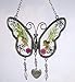 KY&BOSAM Butterfly Suncatcher with Pressed Flower Wings and Meatl Sister Heart Charm Stained Glass Suncatchers for Windows Hangings Wind Chime Gifts for Women Sister Birthday Mothers Day Christmas
