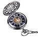 CredDeal Skeleton Pocket Watch Chain Mechanical Hand Wind Half Hunter Antique Look Value Quality PW001