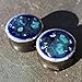 Pair - Bioluminescent Blue Glass Ear Plugs Organic Handmade double-flared gauges stretchers body jewelry