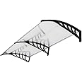 Outvita Window Awning Door Canopy 77"x35.4", Polycarbonate Cover Front Door Outdoor Patio Awning Canopy UV Rain Snow Sunlight Protection Hollow Sheet, Clear Board & Black Bracket
