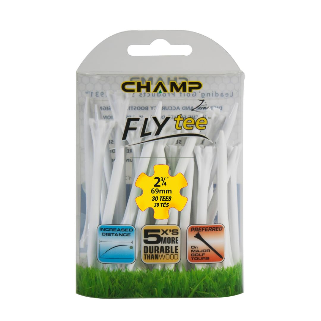 Champ Zarma Unisex Golf Champ Zarma Fly Tee, White, 70mm UK