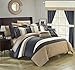 Chic Home Covington 24 Piece Comforter Set Embroidered Bed in a Bag with Sheets Curtains, Queen, Grey,CS3026-AN