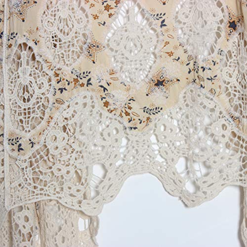 jastie Open Stitch Cardigan Boho Hippie Crochet Vest (Star), Medium - Thumbnail 6