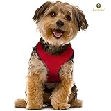 Radiant Red Dog Harness by SunGrow: Comfortable, Soft breathable fabric: Adjustable from 14 to 20