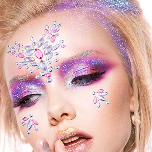 image for SIQUK 12 Sets Face Jewels Mermaid Face Gems Face Rhinestone Temporary 