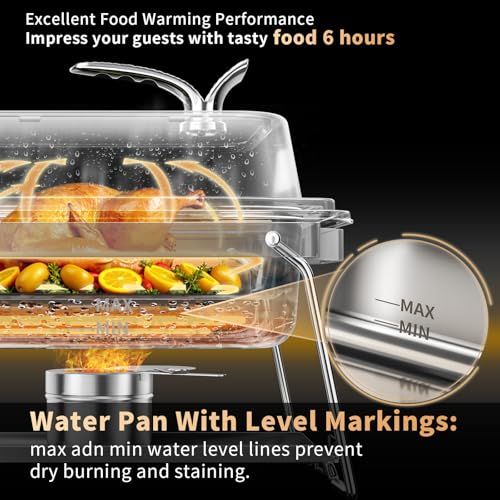 Chafing Dishes for Buffet, 4 Pack 5QT Square Stainless Steel Chafing Dish Set for Home Parties, Christmas Gatherings, Catering Events Complete Buffet Warmer Set (White)