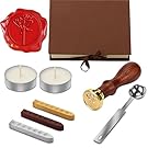 Powstro Retro Wax Seal Stamp Kit Alphabet Wax Sealing Stamps Set Creative Romantic Stamp Maker (ROSE 1)