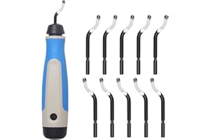 Deburring Tool with 11 High Speed Steel BS1010 Rotary Burr Removal Blades - Askwhy 3D Print and PVC Tube Pipe Deburr - Debur Metal Hand Extractor-Aluminum Copper Plastic Deburr (Blue & White)