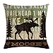 MOMIKA Decorative Linen Throw Pillow Covers Vintage Background Wildlife Elk Moose Bear Deer Pine Tree Forest Pillowcase Cushion for Home Sofa Office Decor Square 18