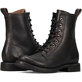 Frye Veronica Women&rsquo;s Combat Boots Crafted from Hand-Burnished Vintage Italian Leather with Genuine Stitch-Down Welt Construction and Leather Lining &ndash; 6 &frac34;&rdquo; Shaft Height