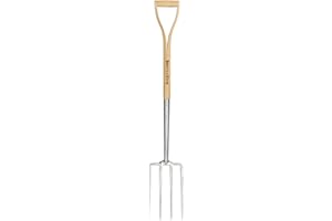 Berry&Bird Garden Digging Fork, 37.4" Stainless Steel Garden Spading Fork with D-Grip Handle, 4-Tine Heavy Duty Long Handled 