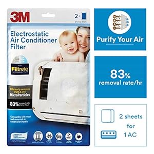 3M Filtrete Anti Pollution Filter for converting AC into air purifier (White, 2 Pieces)