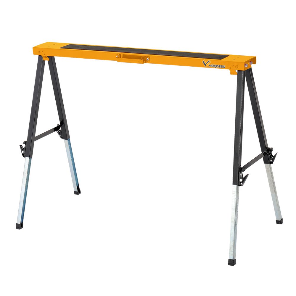 Multi Purpose Steel Sawhorse, Folding Legs Height Adjustable 330 Lbs