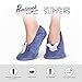 Pembrook Fuzzy Soft Coral Fleece Slippers – Light Blue - Medium (7-8) – Ballet Style with Non-Skid Sole – Faux Shearling Lining - Great Plush Slip On House Slippers for Adults, Women, Girls