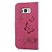 YOKIRIN Galaxy S8 Wallet Case, Luxury 3D Handmade Crystal Rhinestone Case Embossed Double Bling Butterfly PU Leather with Wrist Strap Stand Credit Card ID Holders Skin for Samsung Galaxy S8, Rose