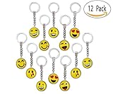 Big Mo's Toys  Emoji Smile Face Double Sided Translucent Party Favor Keychains, Fun Gift Party Giveaway / Handout Emoticon Keychain, 12 Piece