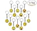 Big Mo's Toys  Emoji Smile Face Double Sided Translucent Party Favor Keychains, Fun Gift Party Giveaway / Handout Emoticon Keychain, 12 Piece