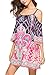 Anatoky Womens Cold Shoulder Spaghetti Strap Tribal Printed Summer Shift Dress