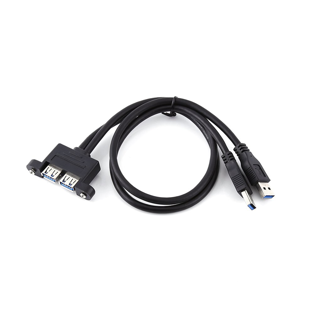 VBESTLIFE Combo Dual USB 3.0 Male to Female Extension Cable with Screw Socket Panel Mount Holes