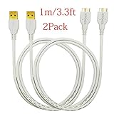 S5 Cable,USB3.0 Cable,KingAcc(TM) 2-Pack 3.3 Ft/1m USB 3.0 Type-A to Micro-B Superspeed Charge and Sync Data Cable,USB Charger,S5 Charger for Samsung Galaxy S5 and Samsung Galaxy Note 3 Sv I9600/N9000/N9002/N9005/N9008 -1 Year Warranty