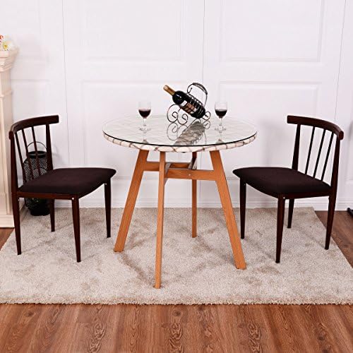 Stark Item 3PCS Glass Top Round Table Dining Set with 2 Chairs Home Patio Yard Garden