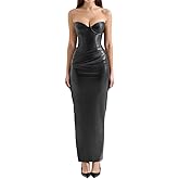 Women's Leather Midi Dress with Asymmetric Back Lacing (Fits Large, Size Down)