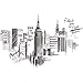 iwallsticker 210 133CM Black Modern City Silhouette Cityscape Skyscraper Wall Decals, Living Room Bedroom Removable Wall Stickers Murals