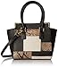 Calvin Klein on My Corner Saffiano Patchwork Mini Satchel, Black/Khaki Snake Patch