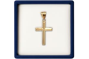 CROSS + CROWN Cross+Crown Premium 14K Yellow Gold Cross Pendant, Durable Double-Bonded 14K Pendant for Necklace, Women & Mens Gold Cross for Chain, Handcrafted Religious Jewelry in the USA with Premium Jewelry Box