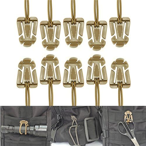 SWEETFUN Tactical Gear Clip Molle Web Dominators for Outdoor Hydration Tube Backpack Straps Management 10 Pack Coyote