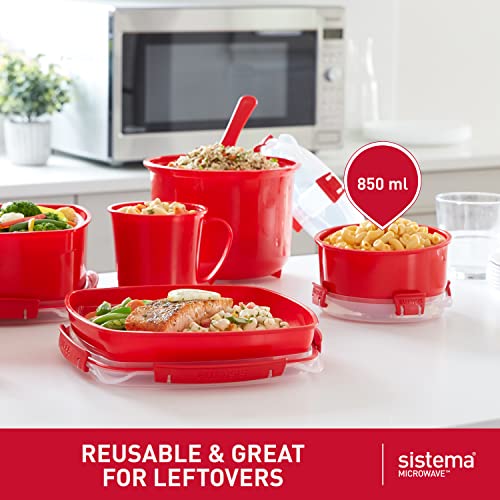 Sistema Microwave Collection Plastic Breakfast Bowl, 28.7oz./850ml, Red