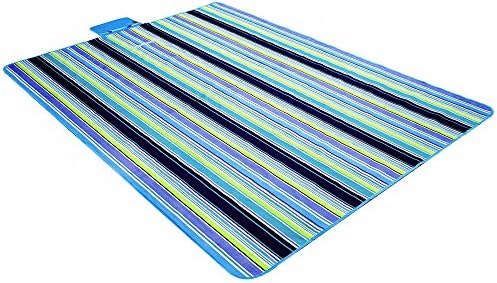Picnic Backpack Accessories Waterproof Outdoor Beach Camping Picnic Moisture Proof Mat Blanket Size 70’’x 59’’ Blue Stripe