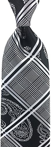 KOOELLE Mens Necktie Paisley &amp; Plaids Stripes Jacquard tie Set