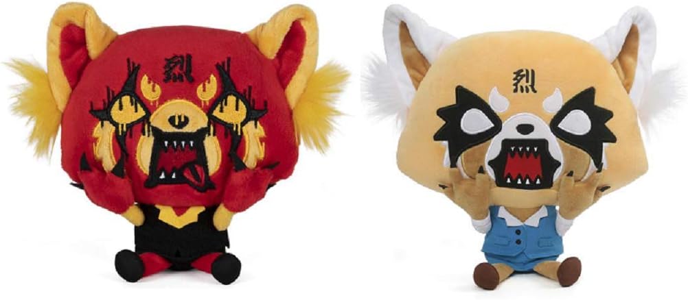 DHE 2 Piece Aggretsuko Rage 7-Inch Plush Bundle Including Red Rage and Regular Rage