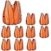 XSHIELD High Visibility Safety Vest with Silver Stripe,ANSI Class Unrated,Universal Size,Pack of 10, XS0008-10 (Orange)