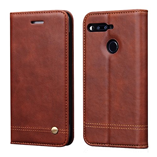 Moto Z2 Play Case,RUIHUI Luxury Leather Wallet Folding Flip Protective Shock Resistant Case Cover with Card Slots,Kickstand Feature and Magnetic Closure For Motorola Moto Z2 Play 2017 Release (Brown)