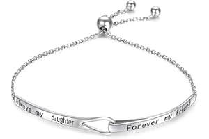 FLYOW Sterling Silver Engraved Inspirational Adjustable Infinity Bracelet Graduation Gift for Mother Sister Best Friend Jewelry for Women