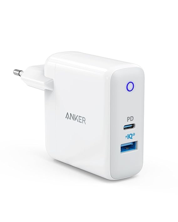 Anker USB C Ladegerät PowerPort II Dual Port, 49,5W Wandladegerät mit Power Delivery für MacBook Pro/Air 2018, iPad Pro 2018,
