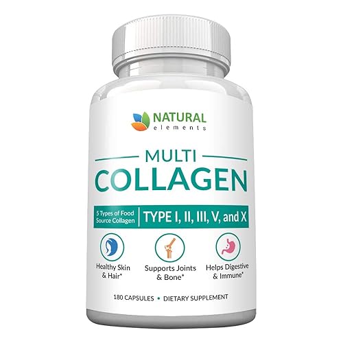 Multi Collagen Protein Capsules - 180 Collagen Capsules - Type I, II, III, V, X Collagen Pills - Proprietary Blend of Eggshell, Chicken, Wild Fish & Grass-Fed Beef Collagen Peptides - 2025mg per serv