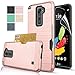LG Stylo 2/Stylus 2/Stylo 2V/Stylo 2 Plus/Stylus 2 Plus case with HD Screen Protector AnoKe[Card Slots Holder][Not Wallet] Plastic TPU Hybrid Shockproof for LG LS775 Plus KC2 Rose Gold