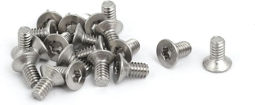Sourcingmap M2x4mm T6 304 Stainless Steel Flat Torx Head Screw 20pcs, Silver