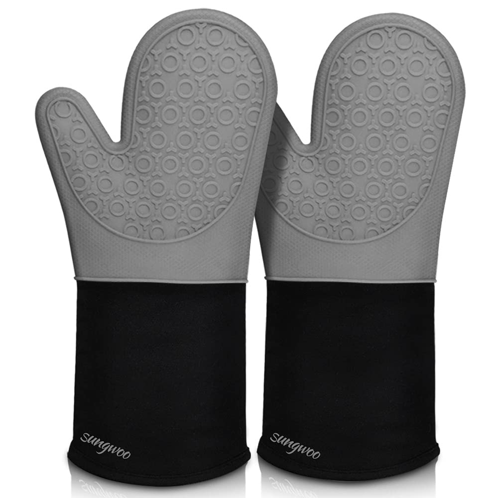 sungwoo Extra Long Silicone Oven Mitts, Heat