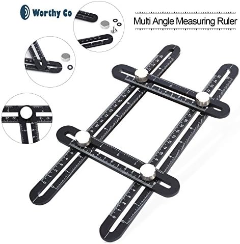 Multi Angle Measuring Ruler - Premium Aluminum Alloy Angleizer Template Tool - Tool Perfect for Handymen, Builders, DIY-ers, Craftsmen, and Carpenters - Measures in Inches and Centimeters - Worthy Co