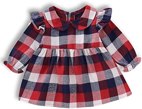 BELS Toddler Baby Girl Christmas Clothes Red Plaids Long Sleeve Princess Autumn Tutu Dress