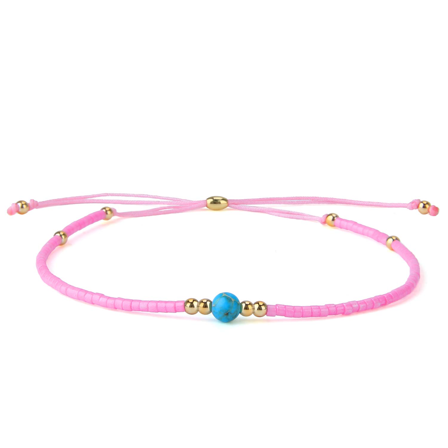 KELITCH Crystal Gems Mix Beaded Friendship Bracelets Charm Adjustable Bracelet New Jewelry - Pink F