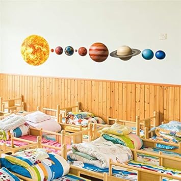 Amazoncom 3d Solar System Cartoon Wall Sticker For Kids
